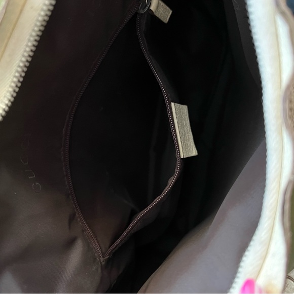 Gucci Canvas Leather Trim Handbag Shoulder Bag Beige White - Picture 9 of 11